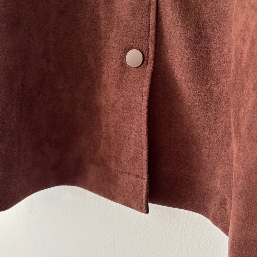 Cato Chocolate Brown Faux Suede Button Front Midi Skirt size medium - Picture 3 of 7